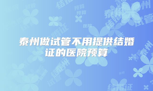 泰州做试管不用提供结婚证的医院预算
