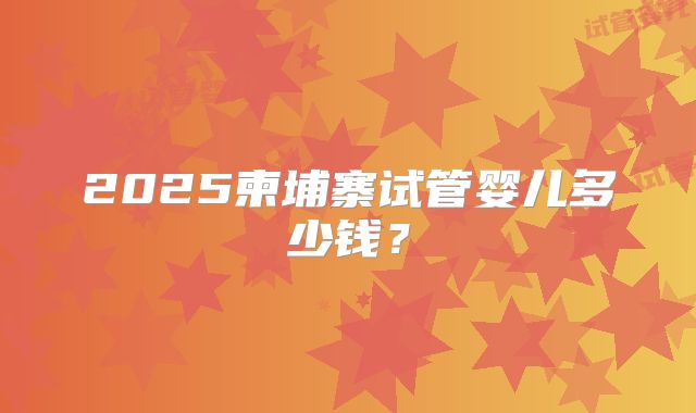 2025柬埔寨试管婴儿多少钱？