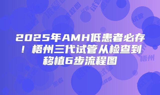 2025年AMH低患者必存！梧州三代试管从检查到移植6步流程图