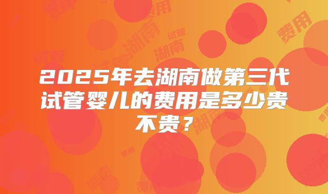 2025年去湖南做第三代试管婴儿的费用是多少贵不贵?