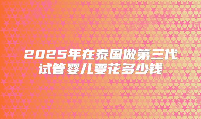 2025年在泰国做第三代试管婴儿要花多少钱