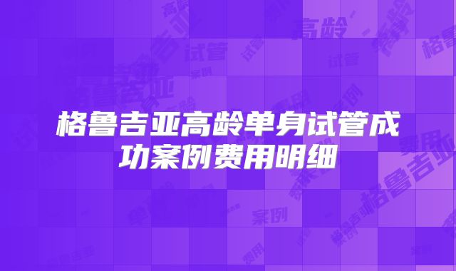 格鲁吉亚高龄单身试管成功案例费用明细