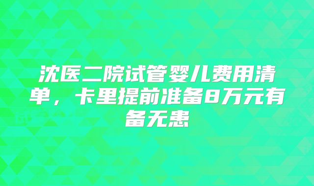 沈医二院试管婴儿费用清单，卡里提前准备8万元有备无患