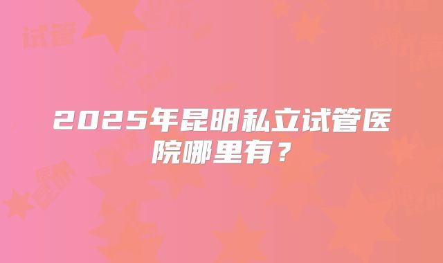 2025年昆明私立试管医院哪里有？