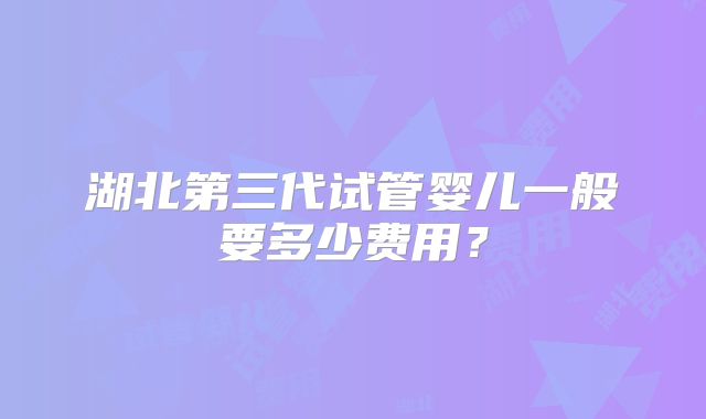 湖北第三代试管婴儿一般要多少费用？