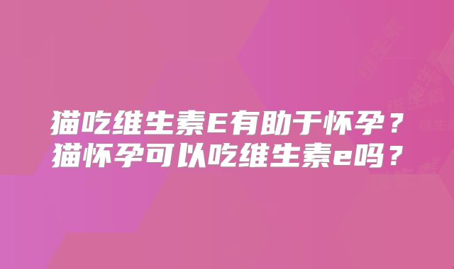 猫吃维生素E有助于怀孕？猫怀孕可以吃维生素e吗？