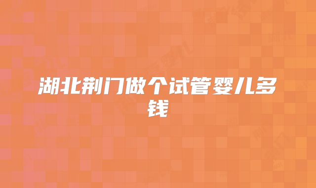 湖北荆门做个试管婴儿多钱