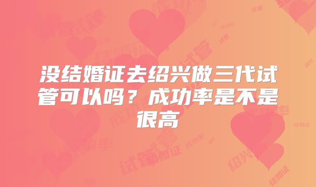 没结婚证去绍兴做三代试管可以吗？成功率是不是很高