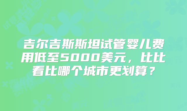 吉尔吉斯斯坦试管婴儿费用低至5000美元,比比看比哪个城市更划算?