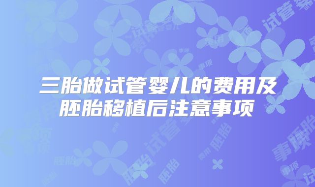 三胎做试管婴儿的费用及胚胎移植后注意事项