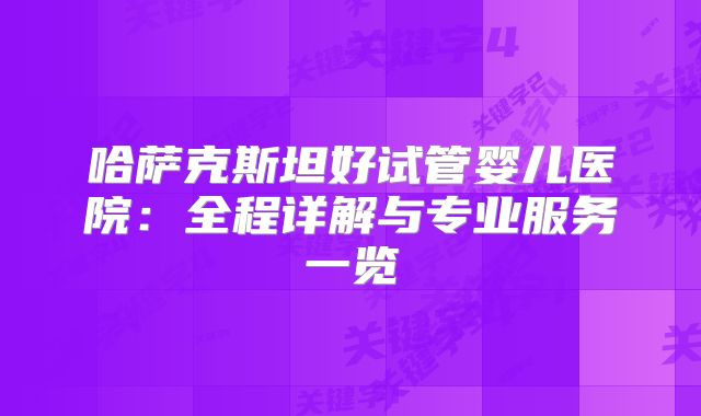 哈萨克斯坦好试管婴儿医院：全程详解与专业服务一览