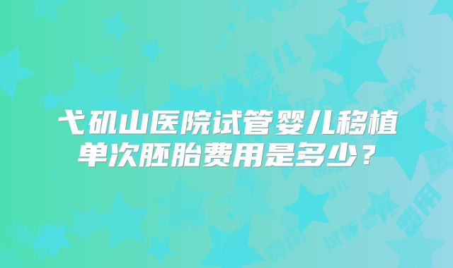 弋矶山医院试管婴儿移植单次胚胎费用是多少？
