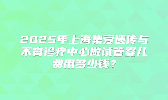 2025年上海集爱遗传与不育诊疗中心做试管婴儿费用多少钱?