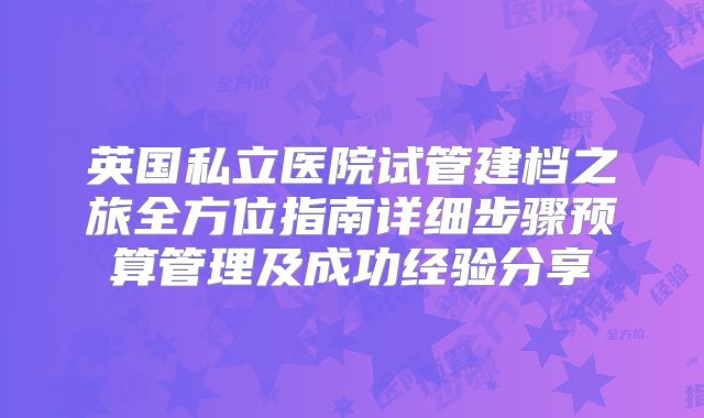 英国私立医院试管建档之旅全方位指南详细步骤预算管理及成功经验分享