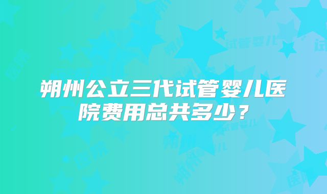 朔州公立三代试管婴儿医院费用总共多少？
