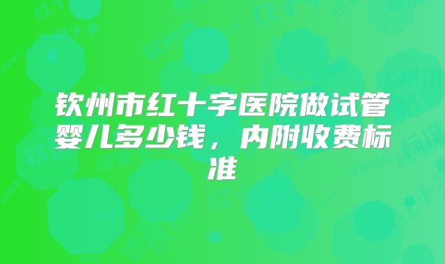 钦州市红十字医院做试管婴儿多少钱，内附收费标准