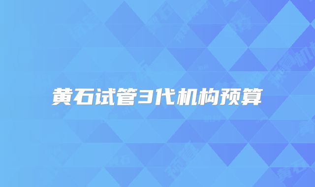 黄石试管3代机构预算