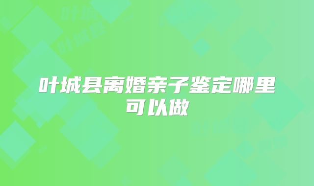 叶城县离婚亲子鉴定哪里可以做