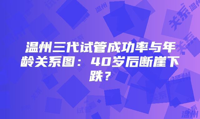 温州三代试管成功率与年龄关系图：40岁后断崖下跌？