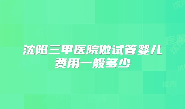 沈阳三甲医院做试管婴儿费用一般多少