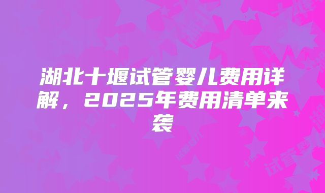 湖北十堰试管婴儿费用详解，2025年费用清单来袭