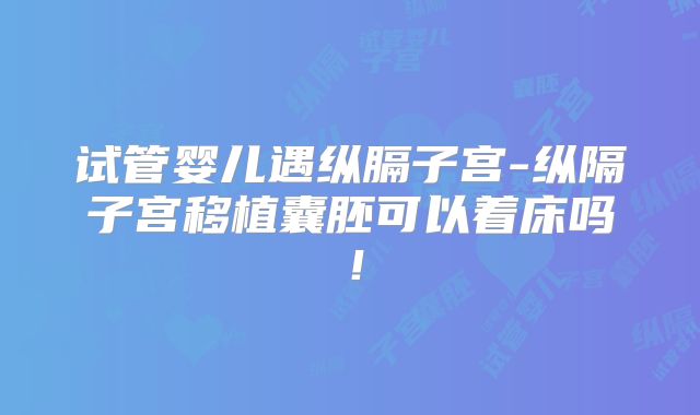 试管婴儿遇纵膈子宫-纵隔子宫移植囊胚可以着床吗！