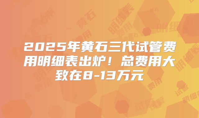 2025年黄石三代试管费用明细表出炉！总费用大致在8-13万元