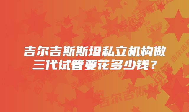 吉尔吉斯斯坦私立机构做三代试管要花多少钱？