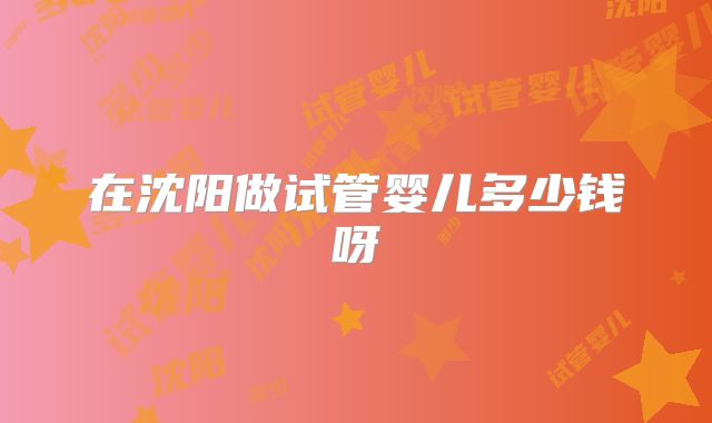 在沈阳做试管婴儿多少钱呀