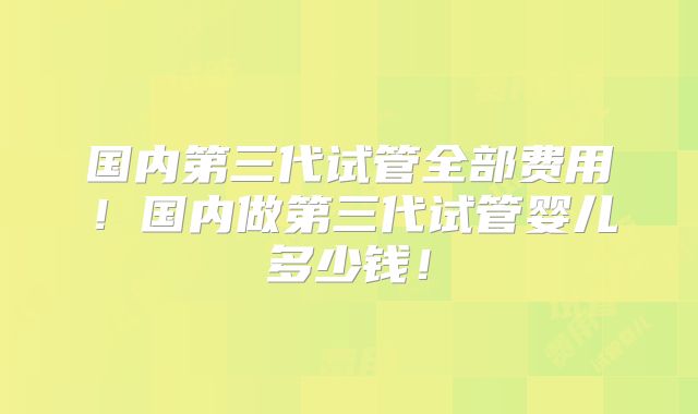 国内第三代试管全部费用！国内做第三代试管婴儿多少钱！