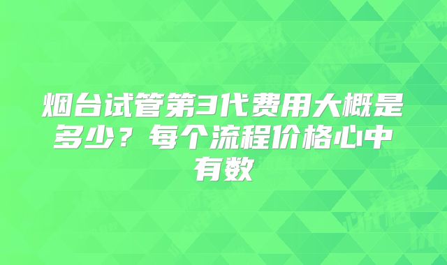 烟台试管第3代费用大概是多少？每个流程价格心中有数