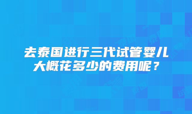 去泰国进行三代试管婴儿大概花多少的费用呢？