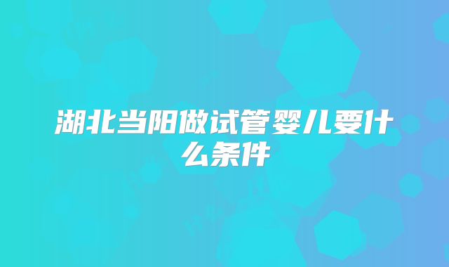湖北当阳做试管婴儿要什么条件