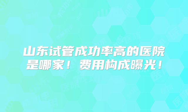 山东试管成功率高的医院是哪家！费用构成曝光！