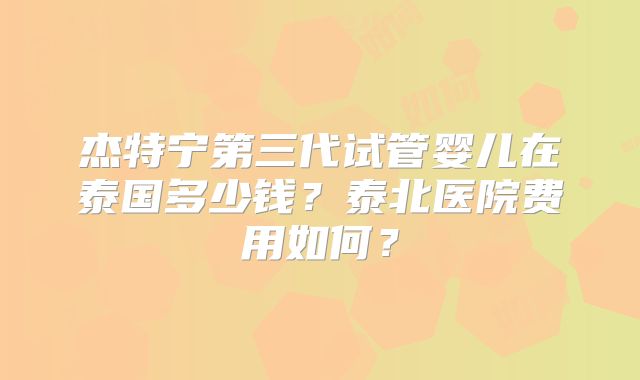 杰特宁第三代试管婴儿在泰国多少钱？泰北医院费用如何？