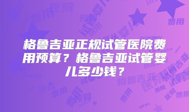 格鲁吉亚正规试管医院费用预算？格鲁吉亚试管婴儿多少钱？