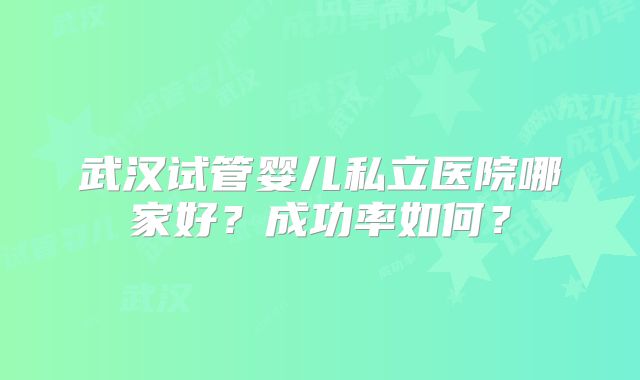 武汉试管婴儿私立医院哪家好？成功率如何？