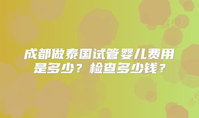 成都做泰国试管婴儿费用是多少？检查多少钱？