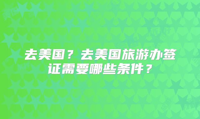 去美国？去美国旅游办签证需要哪些条件？