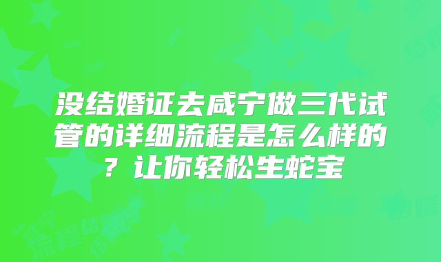 没结婚证去咸宁做三代试管的详细流程是怎么样的?让你轻松生蛇宝