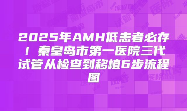 2025年AMH低患者必存！秦皇岛市第一医院三代试管从检查到移植6步流程图