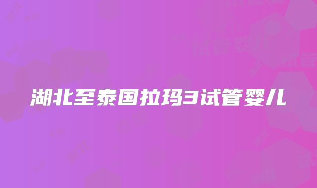 湖北至泰国拉玛3试管婴儿