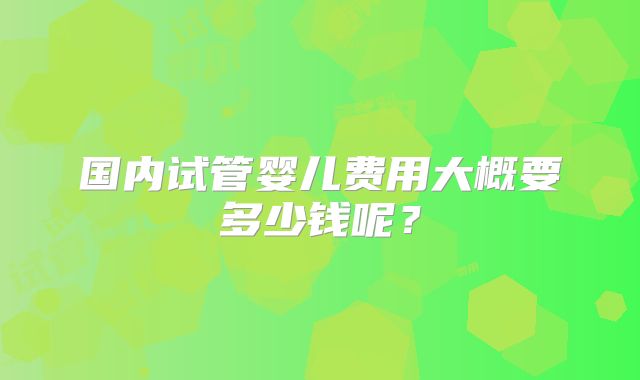 国内试管婴儿费用大概要多少钱呢？