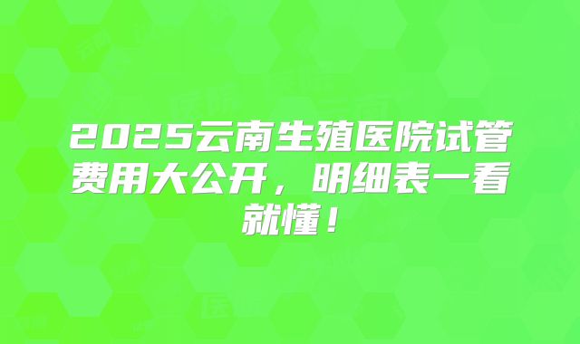 2025云南生殖医院试管费用大公开，明细表一看就懂！