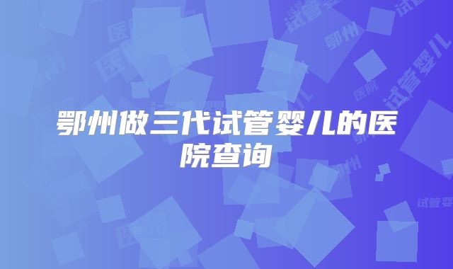 鄂州做三代试管婴儿的医院查询