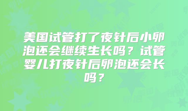 美国试管打了夜针后小卵泡还会继续生长吗？试管婴儿打夜针后卵泡还会长吗？