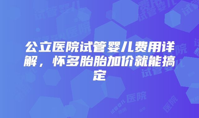 公立医院试管婴儿费用详解，怀多胎胎加价就能搞定