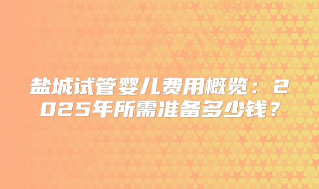 盐城试管婴儿费用概览：2025年所需准备多少钱？