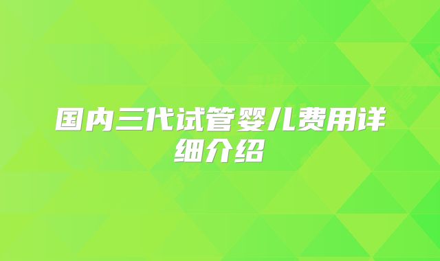 国内三代试管婴儿费用详细介绍