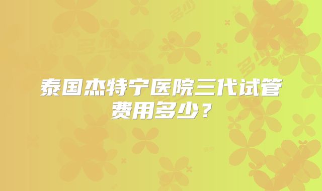 泰国杰特宁医院三代试管费用多少?